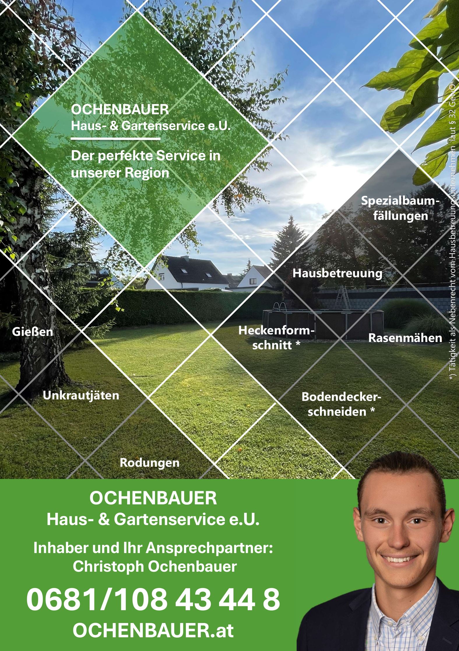 Ochenbauer Haus- und Gartenservice e.U. Hausbetreuung Rasenmähen Heckenformschnitt Spezialbaumfällung Rodungen Ternitz